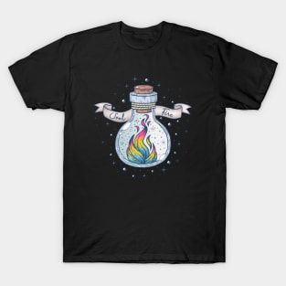 Pansexual Fire Occult Bottle LGBT Pan Pride Flag T-Shirt